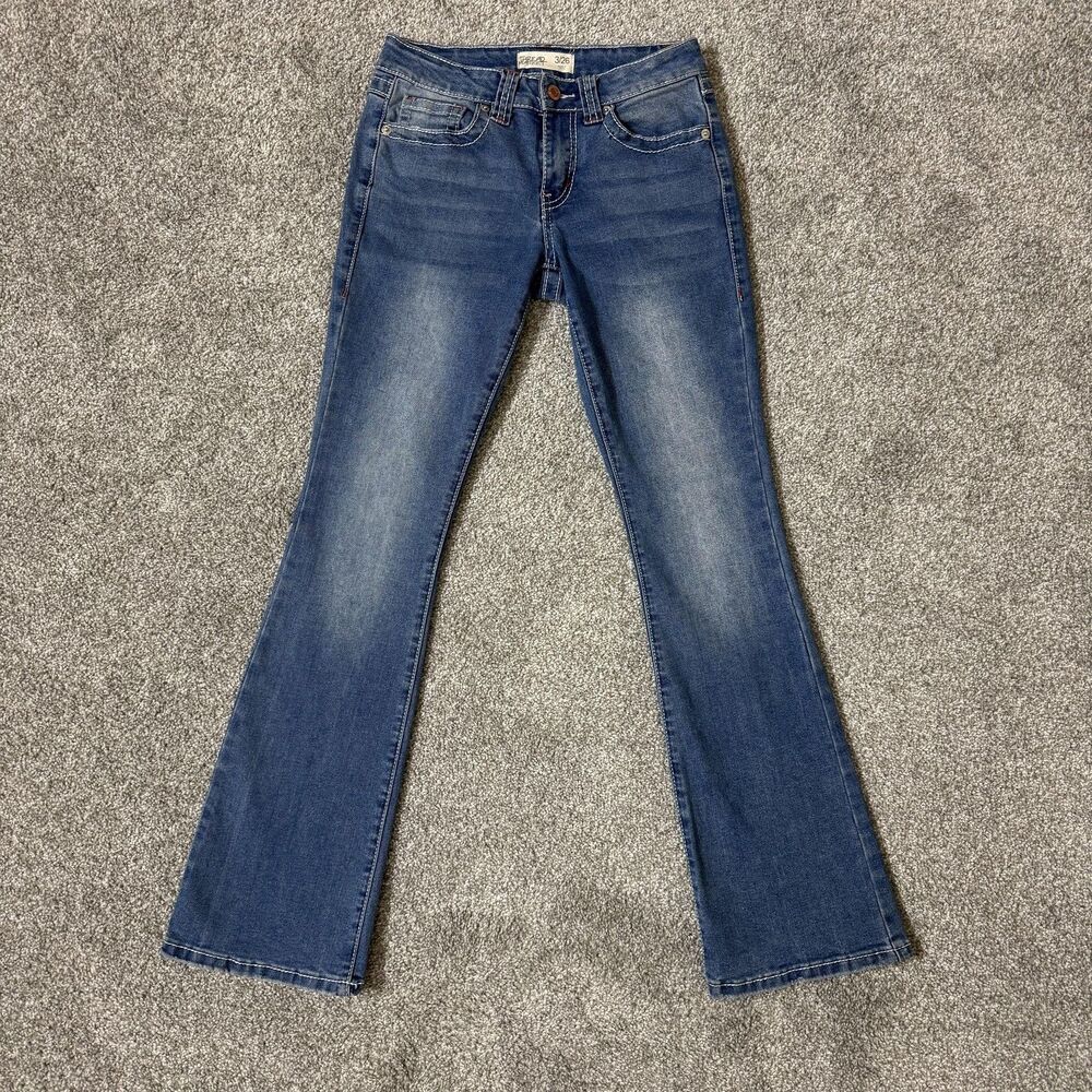 Thread Market Jeans Womens 3/26 Blue Low Rise Bootcut Flare Stretch Embroidered